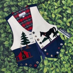 NWT Vintage Lucia Lukken Broomskirts Americana Wool Vest Embellished size Medium